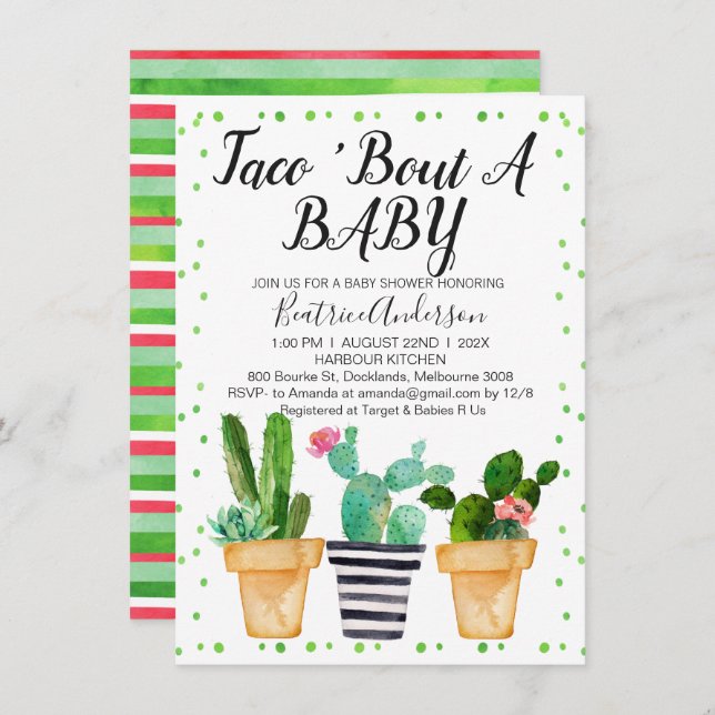 Moda Taco Bout A Baby Baby Shower Invitación (Anverso / Reverso)