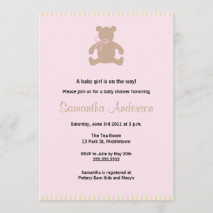 Moda Teddy Bear Baby Shower Invitación - Chica
