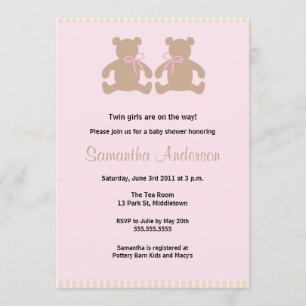 Moda Teddy Bear Invitación a Baby Shower - Dos Chi