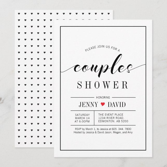 Moda Tipografía Boda Parejas Invitaciones a la duc (Anverso / Reverso)