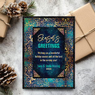 Moda turquesa floral purpurinas Navidades año nuev