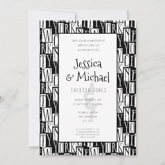 Moda urbana Invitaciones a la boda en Nueva York (Anverso)