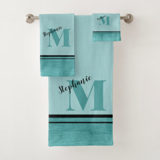 Moda Verde azulada cepillado Metalizado Monogramad