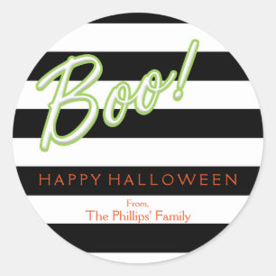 MODA verde BOO Halloween Pegatina de rayas negras