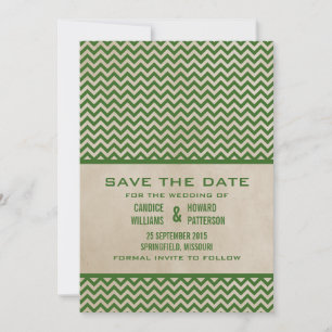 Moda verde Chevron Guardar la invitación de fecha