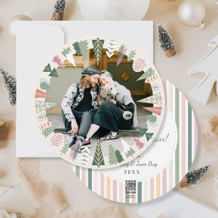 Moda Vintage Árbol de Navidad Foto Ronda rosa de I