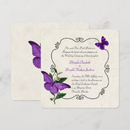 Moda Vintage Morple Butterflies Invitación a la bo