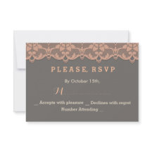 Moda Vintage Peach Gray Lace Wedding RSVP