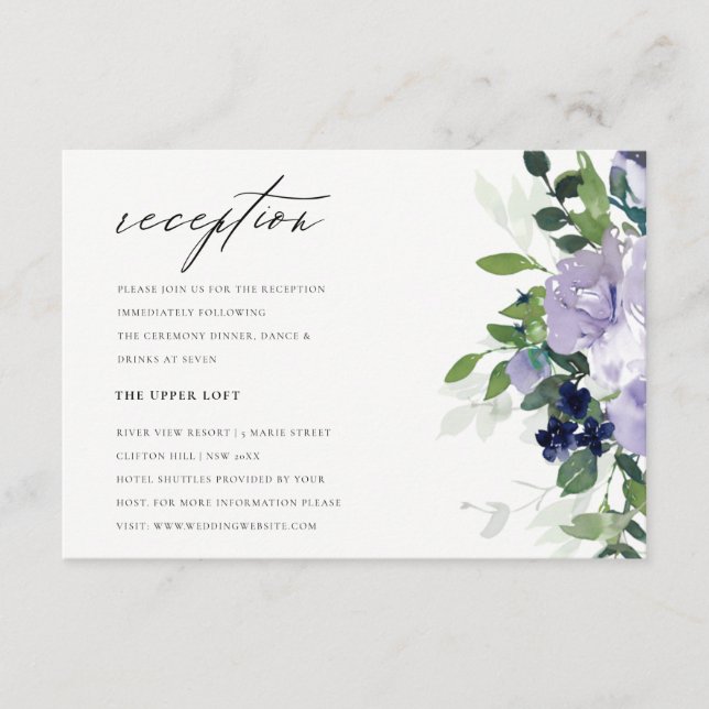 Moda Violeta Morada Floral Leafy Boda Recepción (Anverso)
