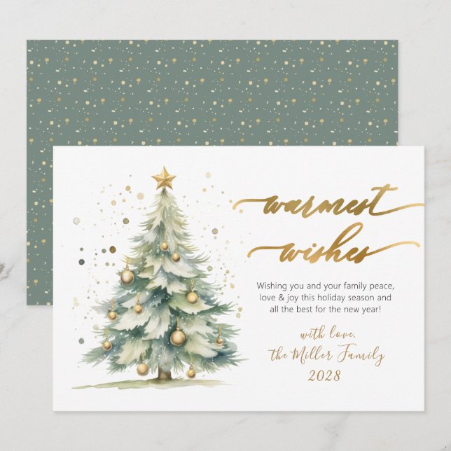 Moda Warmest Wiers Gold Script Árbol de Navidad (Anverso / Reverso)