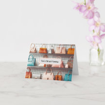 Moda y fabuloso saludo con tarjeta de bolso