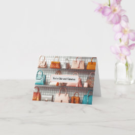 Moda y fabuloso saludo con tarjeta de bolso