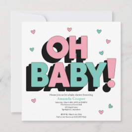 Moda y juguetón Invitación a Baby Shower - Oh bebé