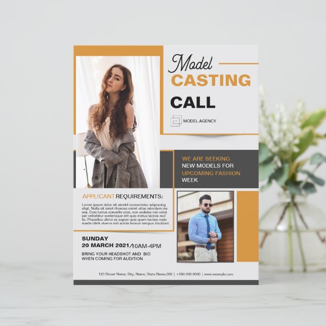Model Casting Call Flyer Template (Anverso de pie)