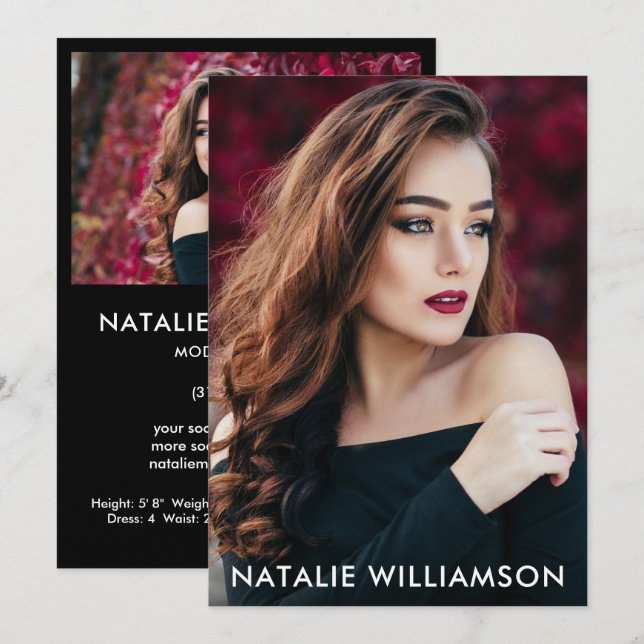 Modelo Actor 2 Tarjeta Comp Fotográfica 5x7 Atrás  (Anverso / Reverso)