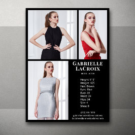 Modelo Actor 3 Photo Pro Comp Card Plantilla de ta