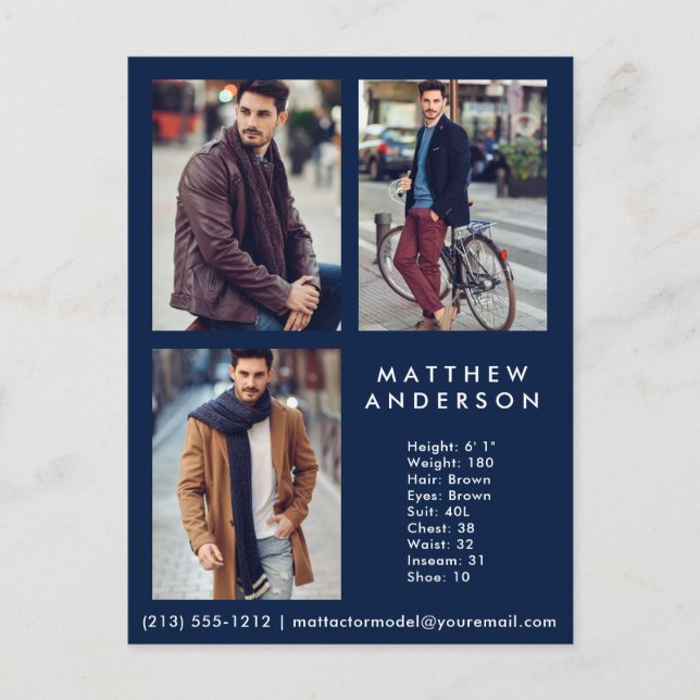 Modelo Actor 3 Tarjeta Comp Fotográfica Azul - Pos (Anverso)