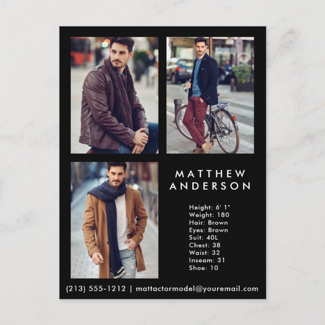 Modelo Actor 3 Tarjeta Comp Fotográfica Negro - Po (Anverso)