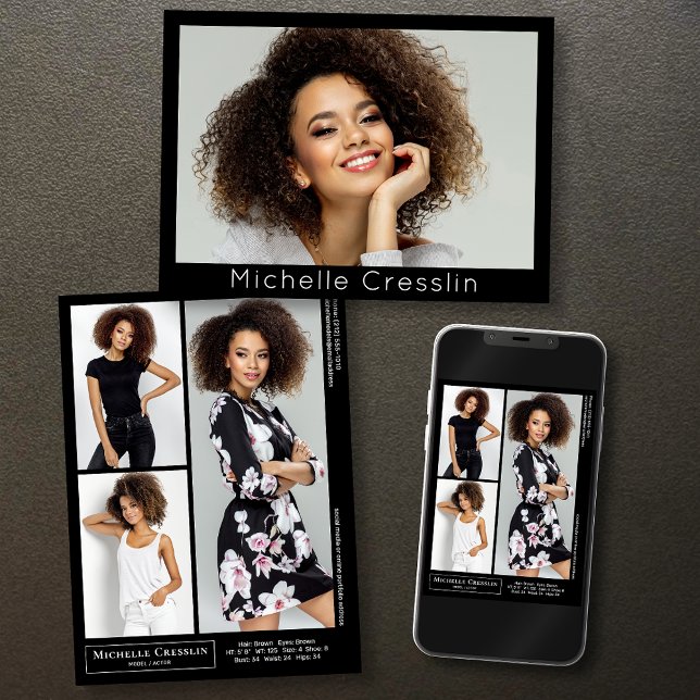 Modelo Actor 4 Foto Dos Latas Plantilla De Tarjeta (Available in print or instant download for quick messaging, email or self printing.)