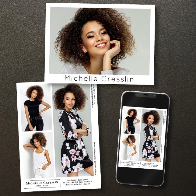 Modelo Actor 4 Foto Dos Latas Plantilla De Tarjeta (Available in print or instant download for quick messaging, email or self printing.)