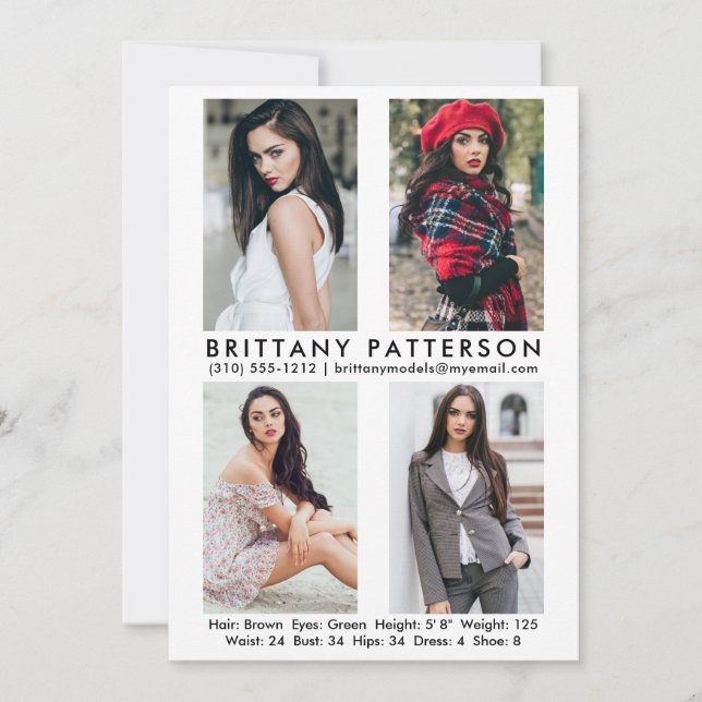 Modelo Actor 4 Tarjeta Comp Fotográfica 5x7 Blanco (Anverso)