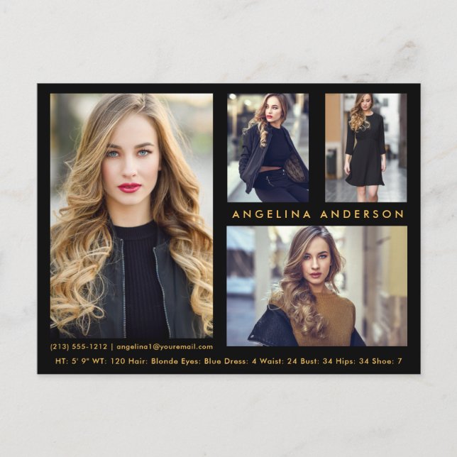 Modelo Actor 4 Tarjeta Comp Fotográfica Tarjeta Po (Anverso)