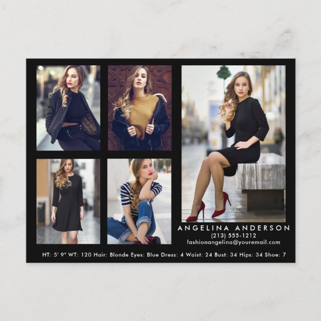 Modelo Actor 5 Tarjeta Comp Fotográfica Postal Blk (Anverso)