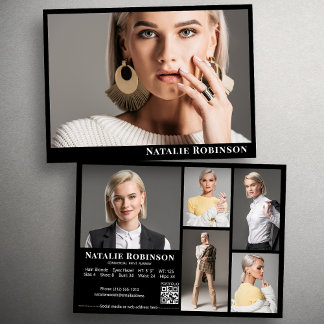 Modelo Actor 6 Foto Comp Card Plantilla Con QR