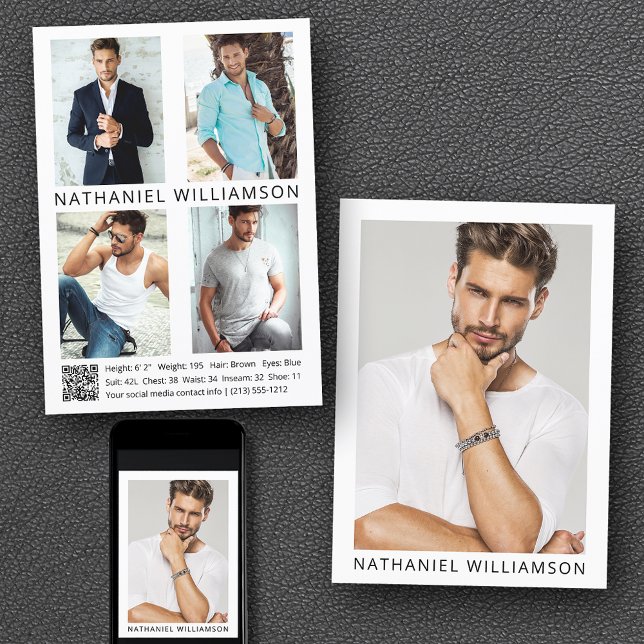 Modelo Actor Código QR 5 Tarjeta Comp Pro (Customize to change background color, text size or text style. Available for prints and download.)