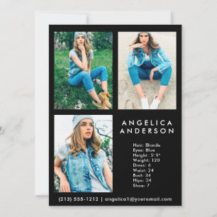 Modelo Actor Comp Card 3 Foto Negro