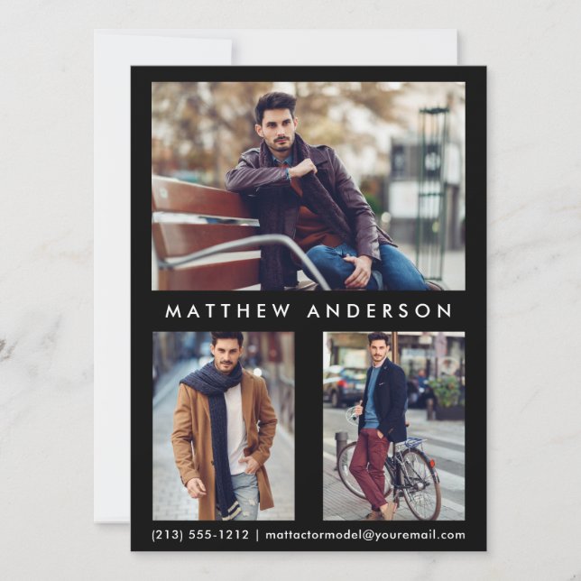 Modelo Actor Comp Card 3 Photo - Front Black (Anverso)