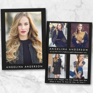 Modelo Actor Comp Card Blk - 4 Photo Back R