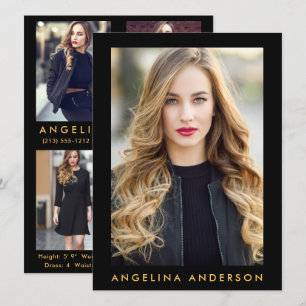 Modelo Actor Comp Card Gold - 4 Photo Back