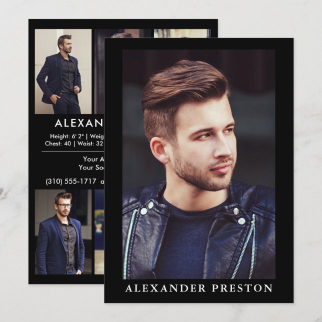 Modelo Actor Comp Card Tarjeta Zed Tarjeta 7 Foto  (Anverso / Reverso)