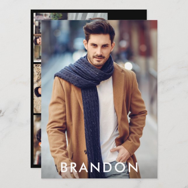 Modelo Actor Profesional Photo Comp Card Blk W (Anverso / Reverso)