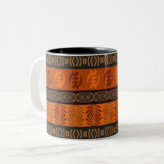 Modelo africano étnico con los simbols de Adinkra Taza Bicolor