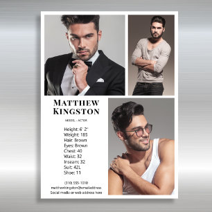 Modelo de actor 3 Foto Pro Comp Card Plantilla en 