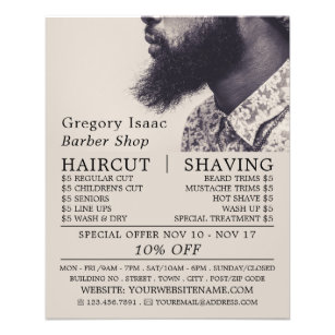 Modelo de barba negra, publicidad de barberos masc