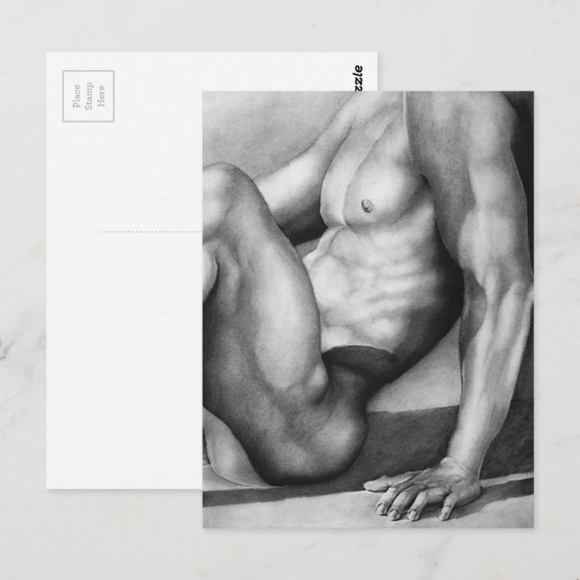 Modelo de Bodybuilder Masculino de Arte Postal mas (Anverso / Reverso)