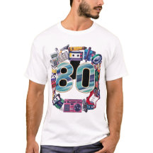 Modelo de camiseta básica para hombres de 1980