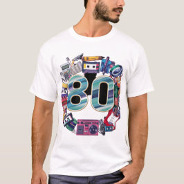 Modelo de camiseta básica para hombres de 1980