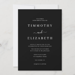 Modelo de Invitación de Boda Negro Blanco 