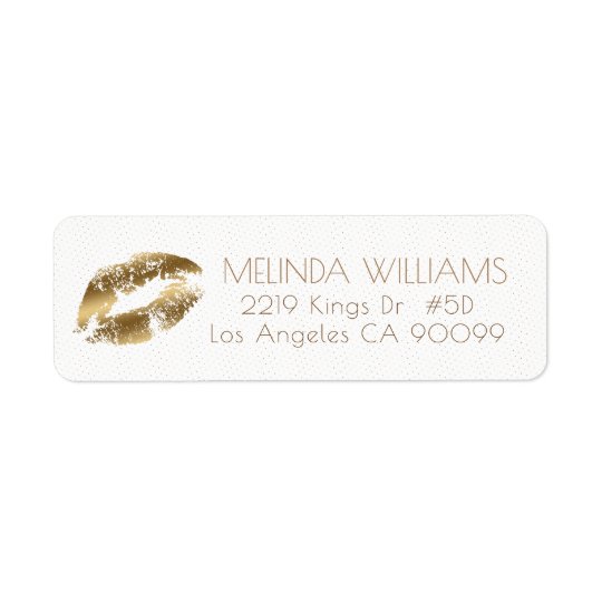Modelo de los labios y de puntos del oro etiqueta de remite