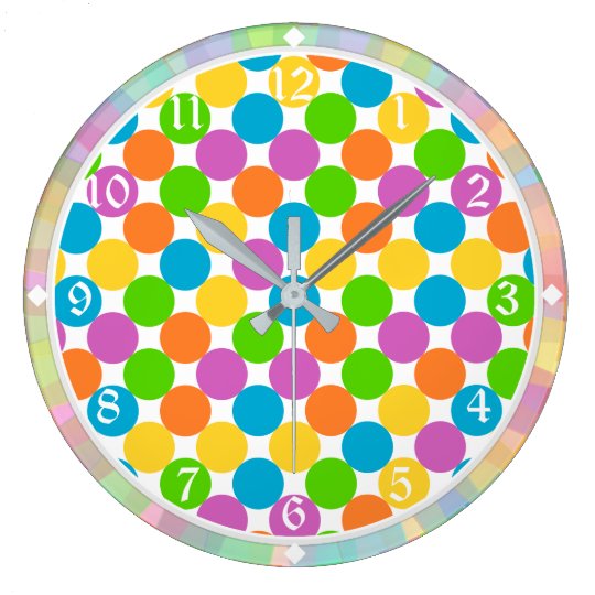 Modelo de lunares colorido reloj redondo grande