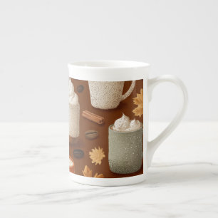 Modelo de tazas de café de otoño acogedor
