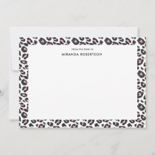 Modelo elegante del leopardo, rosa, tarjetas de