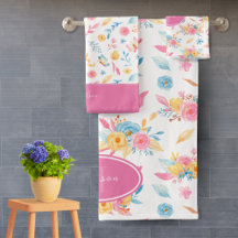 Modelo floral rosa bonito Cuarto de baño monograma