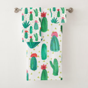 Modelo floreciente del cactus de la acuarela linda