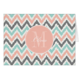 Modelo gris de Ikat del zigzag del melocotón de la