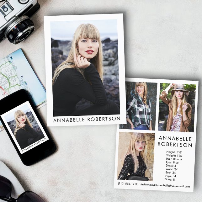 Modelo moderno Actor 4 tarjeta de comp de fotos (Customize to change background color, text size or text style. Available for prints and download.)